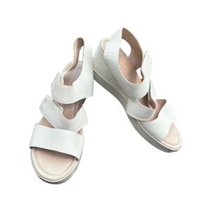 Ecco White Wedge Sandals